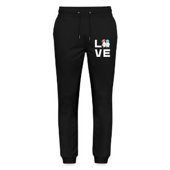 Seidenhühner Love Schriftzug Seidenhuhn Design - Stanley/Stella Unisex Bio Jogginghose Mover  - Schwarz - Vorne - Marisol (170cm) & Nik (191cm)