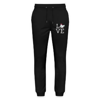 LOVE chicken lettering with cool chicken farmer - Stanley/Stella Mover Unisex Organic Jogging Trousers - black - Front - Marisol (170cm) & Nik (191cm)