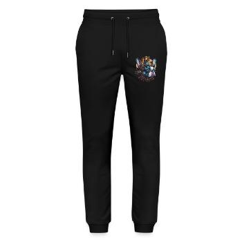 Steampunk French Bulldog Retro Dog Design - Stanley/Stella Mover Unisex Organic Jogging Trousers - black - Front - Marisol (170cm) & Nik (191cm)