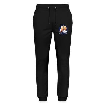 Mystic Fox in Full Moon Japan Art Style - Stanley/Stella Mover Unisex Organic Jogging Trousers - black - Front - Marisol (170cm) & Nik (191cm)