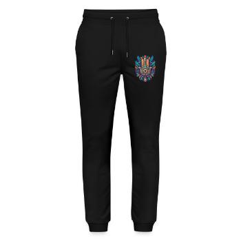 Spiritual Hamsa Hand Feathers Aesthetic Design - Stanley/Stella Mover Unisex Organic Jogging Trousers - black - Front - Marisol (170cm) & Nik (191cm)