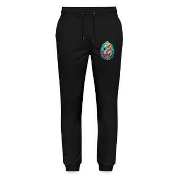 Flamingo Dream Catcher Feathers Mandala Design - Stanley/Stella Mover Unisex Organic Jogging Trousers - black - Front - Marisol (170cm) & Nik (191cm)