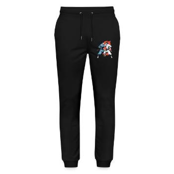 Samouraï photo rétro samouraï Ukiyo-E Vintage Design - Pantalon de jogging bio MOVER Stanley/Stella unisexe - noir - Devant - Marisol (170cm) & Nik (191cm)