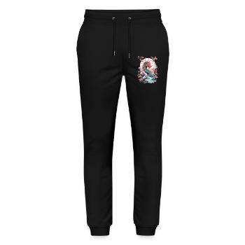 Design streetwear esthétique du dragon japonais - Pantalon de jogging bio MOVER Stanley/Stella unisexe - noir - Devant - Marisol (170cm) & Nik (191cm)