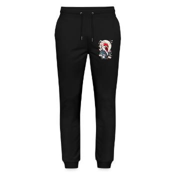 Vintage Rooster Samurai Ukiyo-E Style Design - Stanley/Stella Mover Unisex Organic Jogging Trousers - black - Front - Marisol (170cm) & Nik (191cm)
