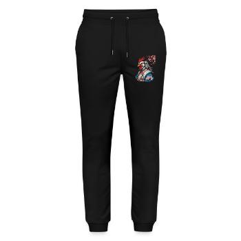 Samurai Hahn im Ukiyo-e Stil Retro Design - Stanley/Stella Unisex Bio Jogginghose Mover  - Schwarz - Vorne - Marisol (170cm) & Nik (191cm)