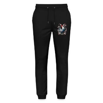 Asian Rooster Cherry Blossoms Aesthetic Design - Stanley/Stella Mover Unisex Organic Jogging Trousers - black - Front - Marisol (170cm) & Nik (191cm)