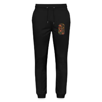 Floral Decoration Aesthetic Streetwear Design - Stanley/Stella Mover Unisex Organic Jogging Trousers - black - Front - Marisol (170cm) & Nik (191cm)