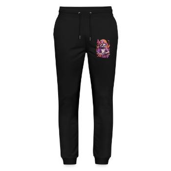Faultier Psychedelic Art Musik Festival Wald Pilze - Stanley/Stella Unisex Bio Jogginghose Mover  - Schwarz - Vorne - Marisol (170cm) & Nik (191cm)