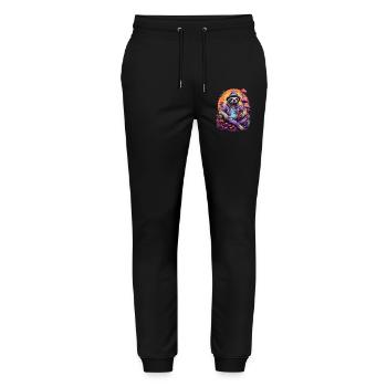 Sloth Psychedelic Art Goa Trance Forest Mushrooms - Stanley/Stella Mover Unisex Organic Jogging Trousers - black - Front - Marisol (170cm) & Nik (191cm)
