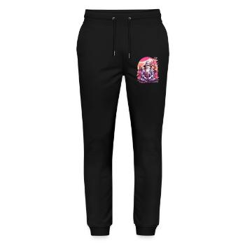 Asia Frog Streetwear Aesthetic Design - Stanley/Stella Mover Unisex Organic Jogging Trousers - black - Front - Marisol (170cm) & Nik (191cm)