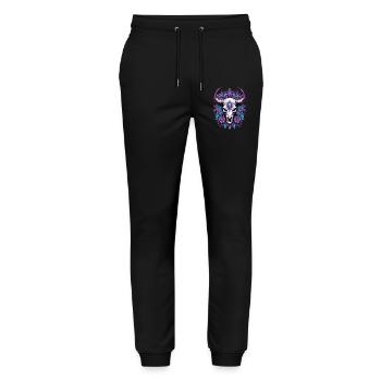 Bull Skull Feather Mandala Spiritual Design - Stanley/Stella Mover Unisex Organic Jogging Trousers - black - Front - Marisol (170cm) & Nik (191cm)