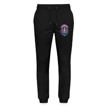 Feather Mandala Mushrooms Spiritual Design - Stanley/Stella Mover Unisex Organic Jogging Trousers - black - Front - Marisol (170cm) & Nik (191cm)