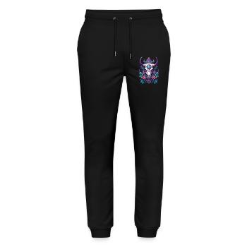 Bull Skull Feather Mandala - Stanley/Stella Mover Unisex Organic Jogging Trousers - black - Front - Marisol (170cm) & Nik (191cm)