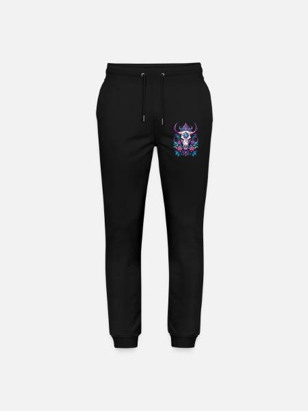 Bull Skull Feather Mandala - Stanley/Stella Mover Unisex Organic Jogging Trousers - black