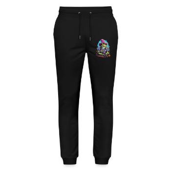 Frog Psychedelic Art Forest Mushrooms Music Festival - Stanley/Stella Mover Unisex Organic Jogging Trousers - black - Front - Marisol (170cm) & Nik (191cm)