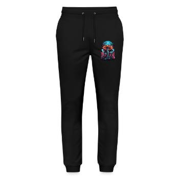 Vibrant colors music festival forest mushrooms - Stanley/Stella Mover Unisex Organic Jogging Trousers - black - Front - Marisol (170cm) & Nik (191cm)