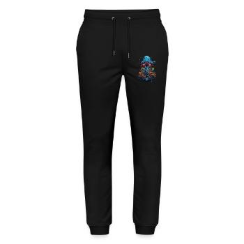 Lebendige Farben Wald Pilze Psychedelic Goa Trance - Stanley/Stella Unisex Bio Jogginghose Mover  - Schwarz - Vorne - Marisol (170cm) & Nik (191cm)