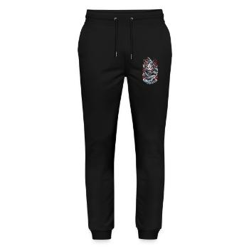 Sea Monster Japanese Demon Yokai Streetwear - Stanley/Stella Mover Unisex Organic Jogging Trousers - black - Front - Marisol (170cm) & Nik (191cm)