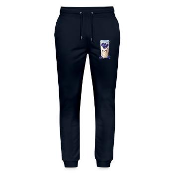 Blueberries Cute Milkshake Kawaii Fun - Stanley/Stella Mover Unisex Organic Jogging Trousers - navy - Front - Marisol (170cm) & Nik (191cm)