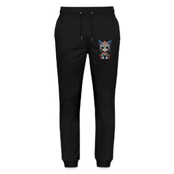 Sugar Skull Mexico Cat Dia De Muertos - Stanley/Stella Mover Unisex Organic Jogging Trousers - black - Front - Marisol (170cm) & Nik (191cm)