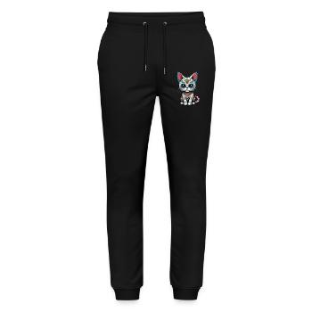 Ikonischer Zuckerschädel Mexiko Katze Design - Stanley/Stella Unisex Bio Jogginghose Mover  - Schwarz - Vorne - Marisol (170cm) & Nik (191cm)