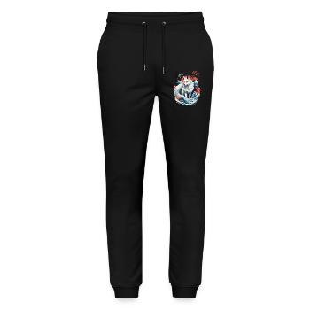 Weißer Ukiyo-E Fuchs Japanische Kitsune Maske - Stanley/Stella Unisex Bio Jogginghose Mover  - Schwarz - Vorne - Marisol (170cm) & Nik (191cm)