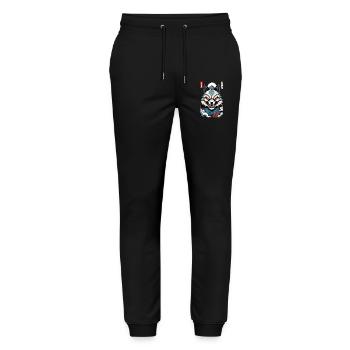 Vintage Ukiyo-E Style Japanese Kitsune Mask - Stanley/Stella Mover Unisex Organic Jogging Trousers - black - Front - Marisol (170cm) & Nik (191cm)