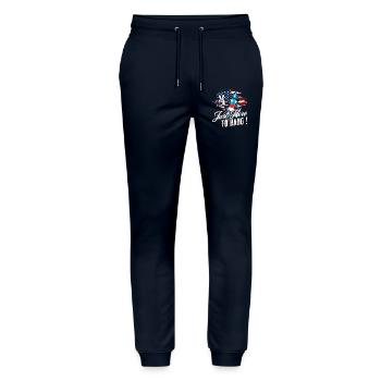 Here To Bang Retro Vintage Design 4. Juli - Stanley/Stella Unisex Bio Jogginghose Mover  - Navy - Vorne - Marisol (170cm) & Nik (191cm)