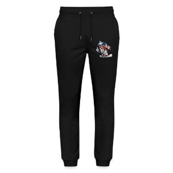 Red and white illuminated retro vintage design 4th of July - Stanley/Stella Mover Unisex Organic Jogging Trousers - black - Front - Marisol (170cm) & Nik (191cm)