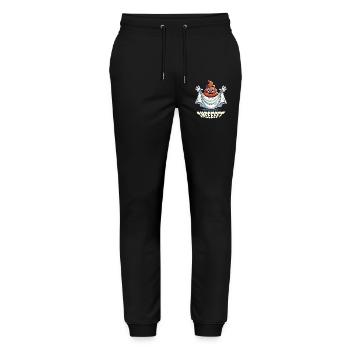 Funny Poop Pile Ghost Humorous Design - Stanley/Stella Mover Unisex Organic Jogging Trousers - black - Front - Marisol (170cm) & Nik (191cm)