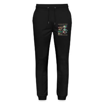 Psychopathe mental Design mignon mais cassé - Pantalon de jogging bio MOVER Stanley/Stella unisexe - noir - Devant - Marisol (170cm) & Nik (191cm)