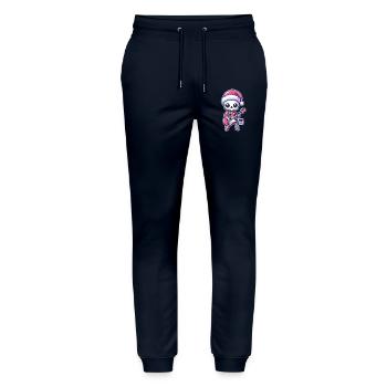 Weihnachtliches Rockendes Skelett-Motiv - Stanley/Stella Unisex Bio Jogginghose Mover  - Navy - Vorne - Marisol (170cm) & Nik (191cm)