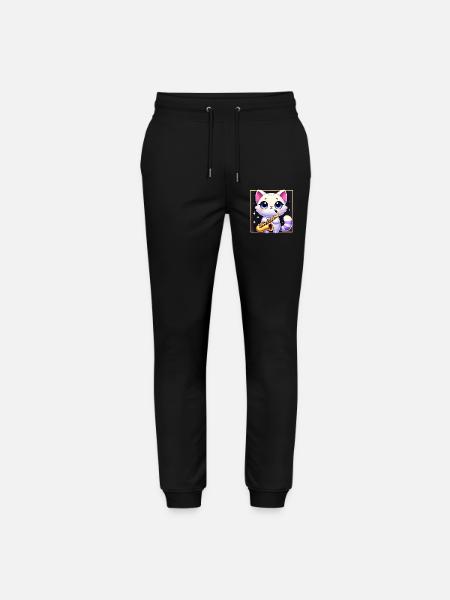 Cute Saxophone Cat Cartoon Design - Stanley/Stella Mover Unisex Organic Jogging Trousers - black