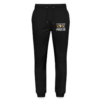 si vous me cherchez je suis avec les poules - Pantalon de jogging bio MOVER Stanley/Stella unisexe - noir - Devant - Marisol (170cm) & Nik (191cm)