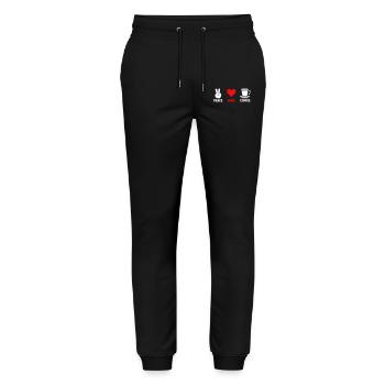 Frieden Liebe Kaffee - Stanley/Stella Unisex Bio Jogginghose Mover  - Schwarz - Vorne - Marisol (170cm) & Nik (191cm)