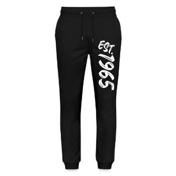 Fondé en 1965 - Établi en 1965 - Cadeau d’anniversaire - Pantalon de jogging bio MOVER Stanley/Stella unisexe - noir - Devant - Marisol (170cm) & Nik (191cm)