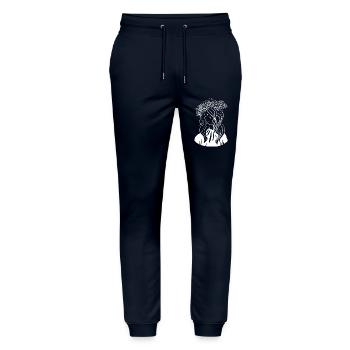 Illustration Frau Blumen Haare - Stanley/Stella Unisex Bio Jogginghose Mover  - Navy - Vorne - Marisol (170cm) & Nik (191cm)