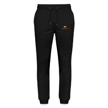 Retro Fallschirmspringer Herzschlag Skydiving - Stanley/Stella Unisex Bio Jogginghose Mover  - Schwarz - Vorne - Marisol (170cm) & Nik (191cm)