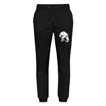 Polar Bear Ice Hockey Player Design - Stanley/Stella Mover Unisex Organic Jogging Trousers - black - Front - Marisol (170cm) & Nik (191cm)
