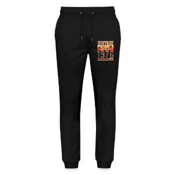 1976. Vintage Born in 1976 Birthday - Stanley/Stella Mover Unisex Organic Jogging Trousers - black - Front - Marisol (170cm) & Nik (191cm)