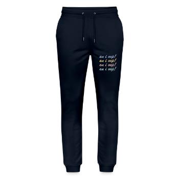 Graphique de mème drôle - Pantalon de jogging bio MOVER Stanley/Stella unisexe - marine - Devant - Marisol (170cm) & Nik (191cm)