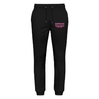 Globetrotting waitress with a passion for travel - Stanley/Stella Mover Unisex Organic Jogging Trousers - black - Front - Marisol (170cm) & Nik (191cm)