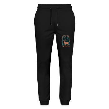 Majestic Deer in Autumn Cottagecore Forest - Stanley/Stella Mover Unisex Organic Jogging Trousers - black - Front - Marisol (170cm) & Nik (191cm)