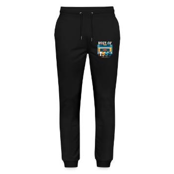 28e anniversaire mari octobre millésime 1995 cassette - Pantalon de jogging bio MOVER Stanley/Stella unisexe - noir - Devant - Marisol (170cm) & Nik (191cm)