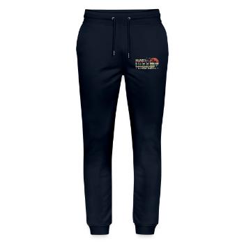 May Vintage 91st Birthday Born 1933 Vibe - Stanley/Stella Mover Unisex Organic Jogging Trousers - navy - Front - Marisol (170cm) & Nik (191cm)