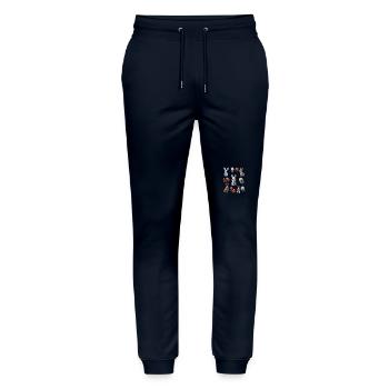 Enchanting Rabbit and Watercolor Floral Collage - Stanley/Stella Mover Unisex Organic Jogging Trousers - navy - Front - Marisol (170cm) & Nik (191cm)