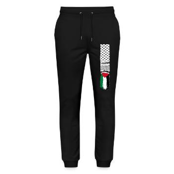Palestinian scarf - Stanley/Stella Mover Unisex Organic Jogging Trousers - black - Front - Marisol (170cm) & Nik (191cm)