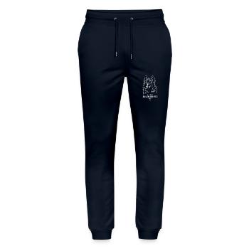 Belgian Sheepdog Dad Hunde Hund Wilsigns - Stanley/Stella Unisex Bio Jogginghose Mover  - Navy - Vorne - Marisol (170cm) & Nik (191cm)