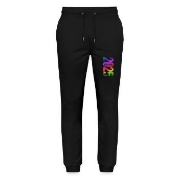 Schulkind 2025 - Erste Klasse - Einschulung - Stanley/Stella Unisex Bio Jogginghose Mover  - Schwarz - Vorne - Marisol (170cm) & Nik (191cm)